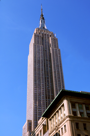 New York skyscraper on a background of blue skyの写真素材