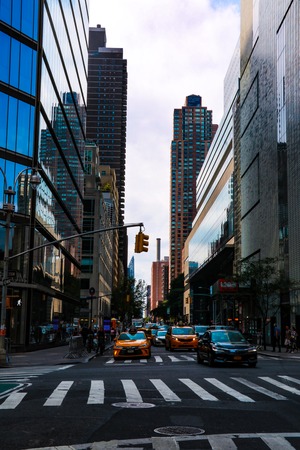 NEW YORK, USA - August 30, 2018: Yellow cabs in New york cityのeditorial素材