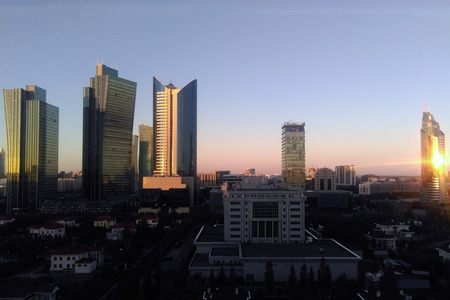 Astana, Kazakhstan - June 5, 2017: city in the morning at sunriseのeditorial素材