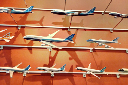 Seattle, USA - September 1, 2018: Boeing's model in a shop at a Seattle Boeing plantのeditorial素材