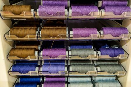 Set of multi-colored threads in the hardware storeの写真素材