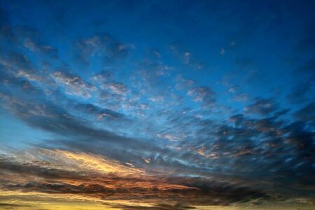 Beautiful sky at sunset, background, blank for designers, pink clouds at sunset, evening skyの写真素材