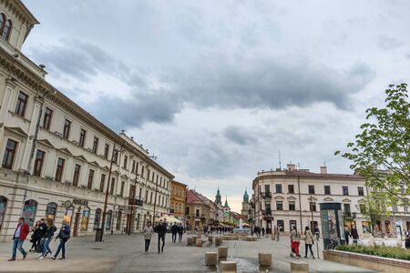 Lublin, Poland - May 14, 2019: The streets of the old city of Lublin, which tourists walkのeditorial素材