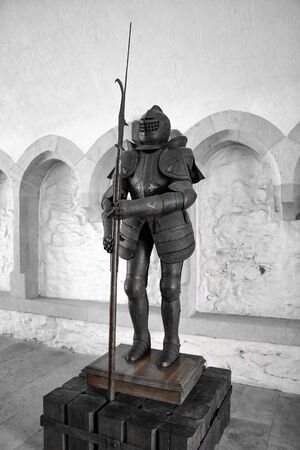 Miskolc, Hungary, May 20, 2019 A knight's armor with shining metalのeditorial素材