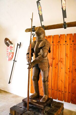 Miskolc, Hungary, May 20, 2019 A knight's armor with shining metalのeditorial素材