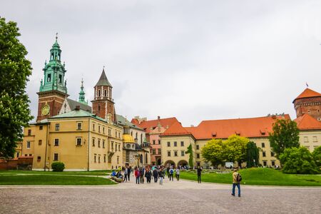 Krakow, Poland - May 21, 2019: Tourists walking through the old city of Krakowのeditorial素材