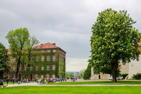 Krakow, Poland - May 21, 2019: Tourists walking through the old city of Krakowのeditorial素材