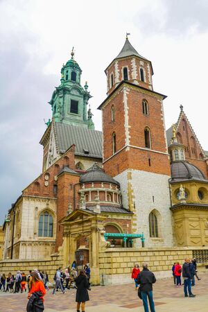 Krakow, Poland - May 21, 2019: Tourists walking through the old city of Krakowのeditorial素材