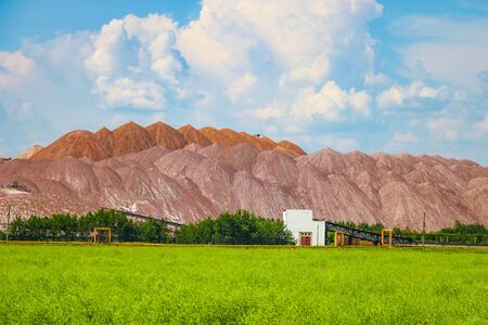 Terrikon - dump, artificial embankment from waste rocks. Mining, waste heaps of mines and mining plantsの写真素材