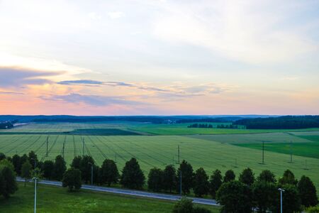 Colorful landscape photo in clear green and blue natureの写真素材