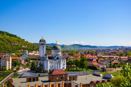 Sighisoara, Romania, May 11, 2019: Panoramic view over the medieval fortress Sighisoara cityのeditorial素材