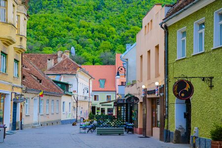 Brasov, Romania, May 16, 2019: The historic center of the city. Brasov is charming antique town located at the foot of the mountsのeditorial素材