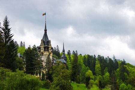 Sinaia, Romania, May 17, 2019 Peles castle Sinaia Romania Dramatic skyのeditorial素材