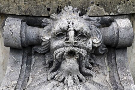 View of an old small fountain, selective focusの写真素材