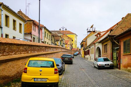 Sibiu, Romania, May 15, 2019 Old colorful houses of Sibiu cityのeditorial素材