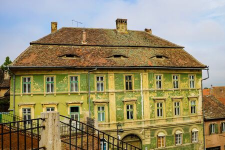 Sibiu, Romania, May 15, 2019 Cityscape with old house of historical centerのeditorial素材