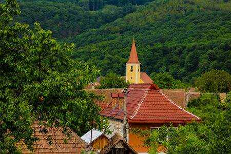 Sibiu, Romania, May 17 2019 Roofs of old housesのeditorial素材