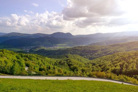 country road at the european alps, natureの写真素材