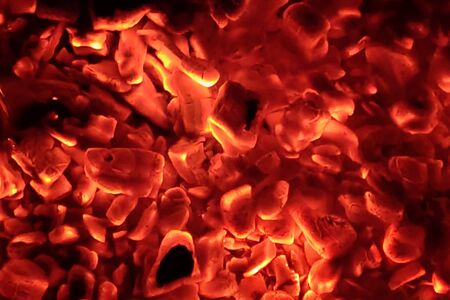 View of a burning fire on a black background. Danger