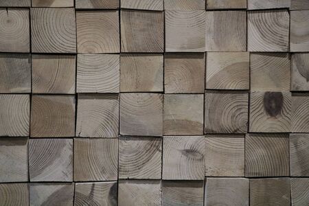 Wall of wooden cuts, background texture, natureの写真素材