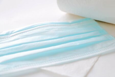 Surgical mask. Procedure mask from bacteria. Protection conceptの写真素材