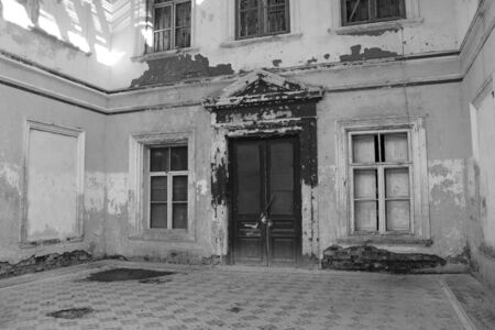 Old destructive building in disrepair. Abandoned buildingの写真素材