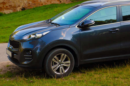 Minsk, Belarus - May 15, 2019: Kia Sportage 4 stands on the side of the roadのeditorial素材