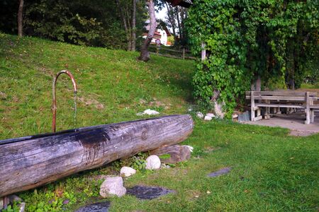 A small place on the road to rest, a stream with waterの写真素材
