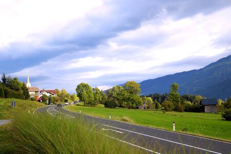 Austria. View of alpine road valley in summer timeの写真素材