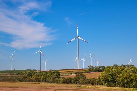 Alternative energy with wind turbine. Green ecological power energy generationの写真素材
