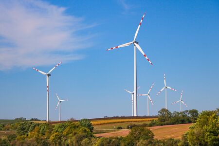Alternative energy with wind turbine. Green ecological power energy generationの写真素材