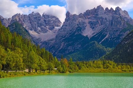 Lago di Landro, Durrensee, Dolomites Italy natureの写真素材