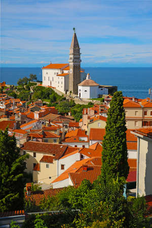 Beautiful views and architecture in Piran, Sloveniaの写真素材