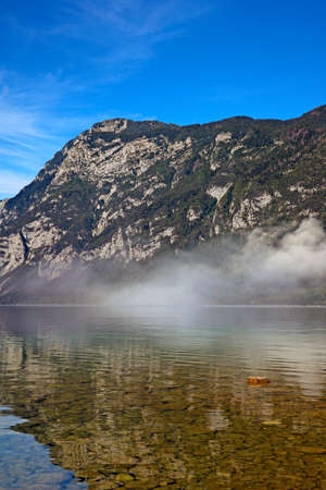 Lake Bohinj in Slovenia, beauty in nature. Colorful summer on the Bohinj lake in Triglav national park Sloveniaの写真素材