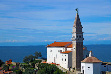 Cityscape of old city Piran located at Adriatic sea of Sloveniaのeditorial素材