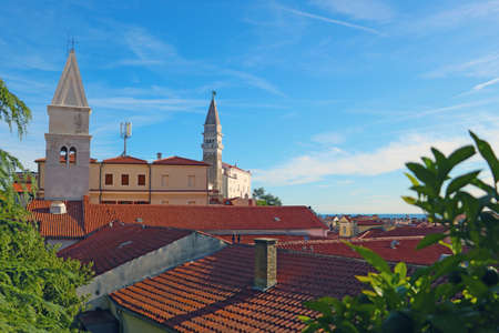 Piran town on Adriatic sea, one of major tourist attractions in Sloveniaのeditorial素材