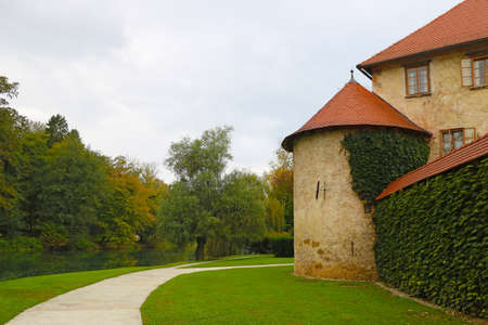 A beautiful view of the old castle on a cloudy dayのeditorial素材