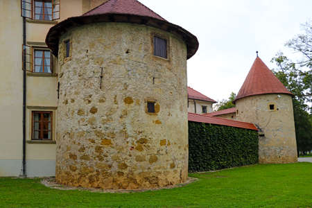 Fragments of the old castle on a cloudy dayのeditorial素材