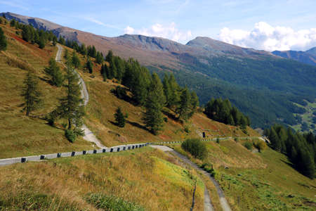 Aerial shot of the Grossglockner high alpine roads in Austriaの写真素材