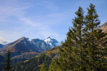 Beautiful mountain view with sky while taking the road to the top of the Grossglockner, Austriaの写真素材