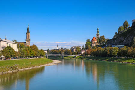 Salzburg, Austria - September 16, 2019: Nice view of the old city of Salzburgのeditorial素材