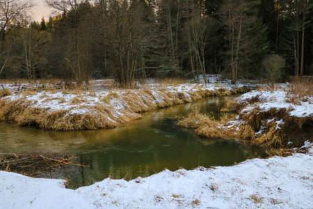 View of a small river in late autumnの写真素材