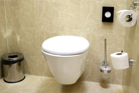 View of a modern bright toilet with all the accessoriesの写真素材
