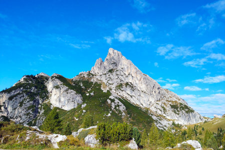 Beautiful scenic mountain view in Italy on a sunny dayの写真素材