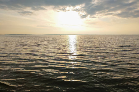Beautiful scenic view of the lake during sunsetの写真素材