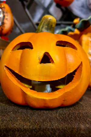 View of a small pumpkin in the holiday. Halloweenの写真素材