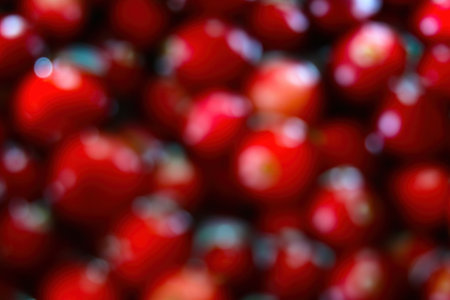 Blurred background. Out of focus. Red cranberriesの写真素材