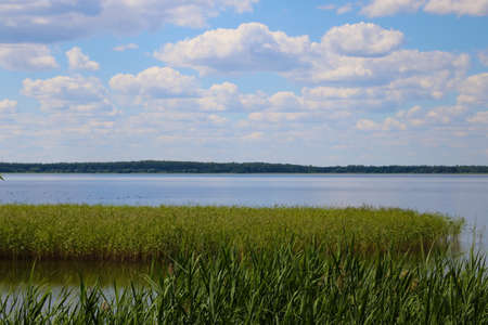 Lake view on a sunny spring dayの写真素材