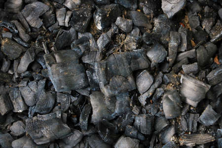 The dark, cooled, burnt coals of a tree. Background