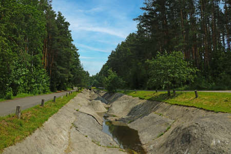 View of an artificial canal without water for sportsの写真素材